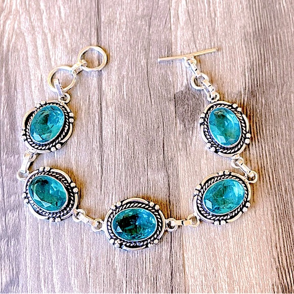 handcrafted Jewelry - Swiss Blue Topaz Quartz Bracelet